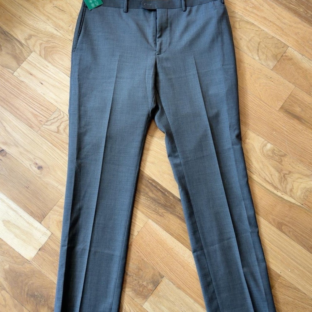 INDOCHINO Modern Slim Fit Suit Pants Charcoal Gray 36x32 Wool Blend